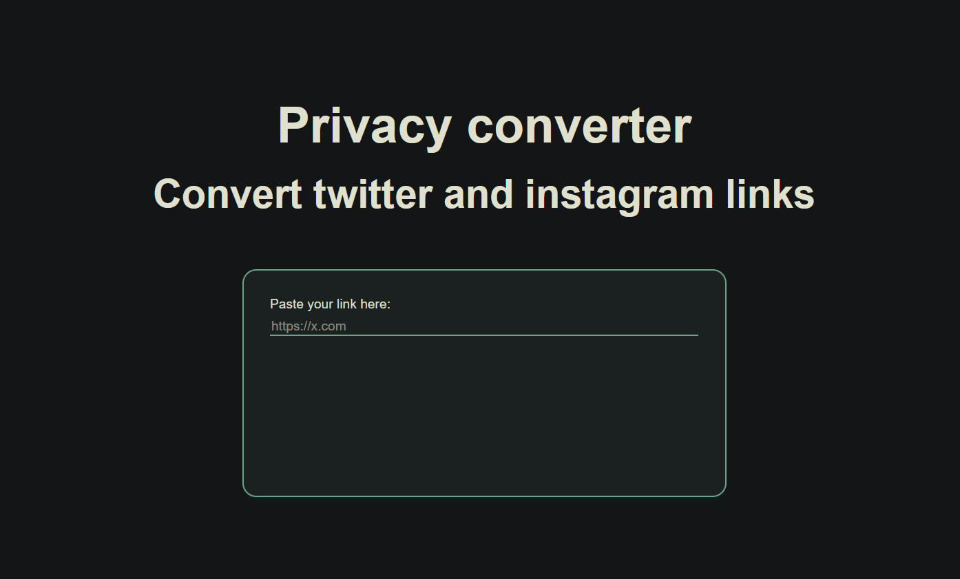 A screenshot of the privacy converter web app